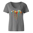 thumbnail image 4 of ICHUANYI Clearance Women Summer Sexy V Neck Gradient Print Regular Women Short Sleeves(Gray, XL) ICHUANYI WER2023080905289, 4 of 4