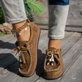 thumbnail image 2 of Rokment Womens Vintage Boho Beach Walking Shoes Wide Width Comfortable Beads Casual Suede Arch Support Mary Jane Cork Footbed Platform Oxfords Dress Fashion Sneakers Brown Size 9.5, 2 of 8