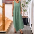 thumbnail image 2 of JIAYUE Women's Dress Ankle-Length Casual Round Neck Summer Sleeveless Adjustable Straps Buttons Long With Pocket Stylish Female Dresses, 2 of 5