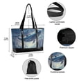thumbnail image 2 of FORMRS Canvas Laptop Tote Bag for Women with 15.6" Computer Compartments Shoulder Handbag, Night Floating Whale, 2 of 7