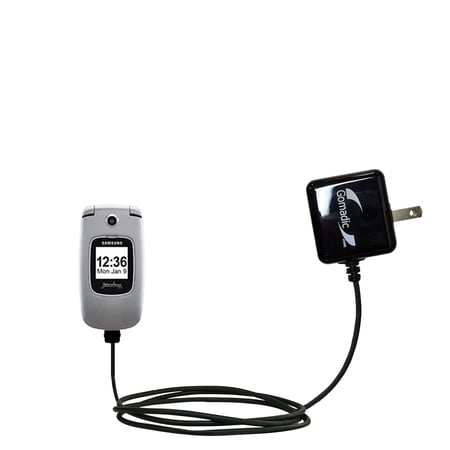 Gomadic Intelligent Compact AC Home Wall Charger suitable for the Jitterbug Plus - High output power with a convenient, foldable plug design - Uses Ti
