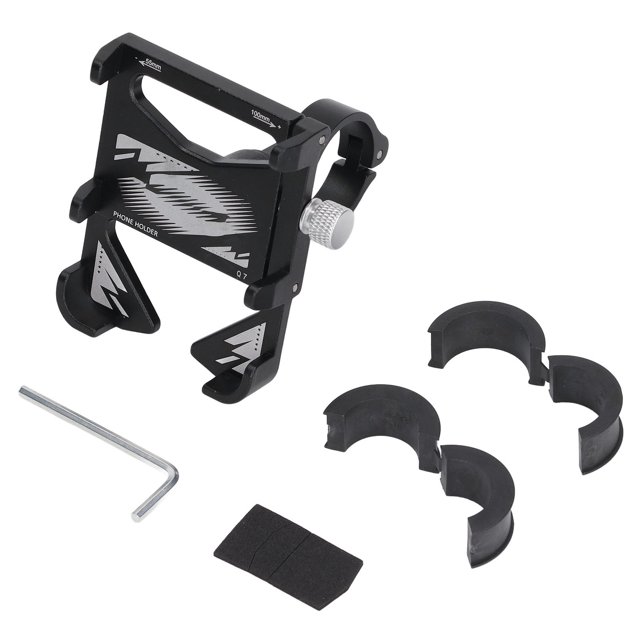 Soporte para teléfono de bicicleta, aleación de aluminio, manillar de bicicleta para motocicleta, rotación de 360 grados, color negro