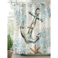 thumbnail image 3 of Blue Anchor Coastal Waterproof Fabric Shower Curtain, Nautical Summer Beach Starfish Snowflake Shower Curtain for Bathroom Curtains Bathtubs Hotel Washable Shower Curtains with 12 Hooks Long 72x78in, 3 of 6