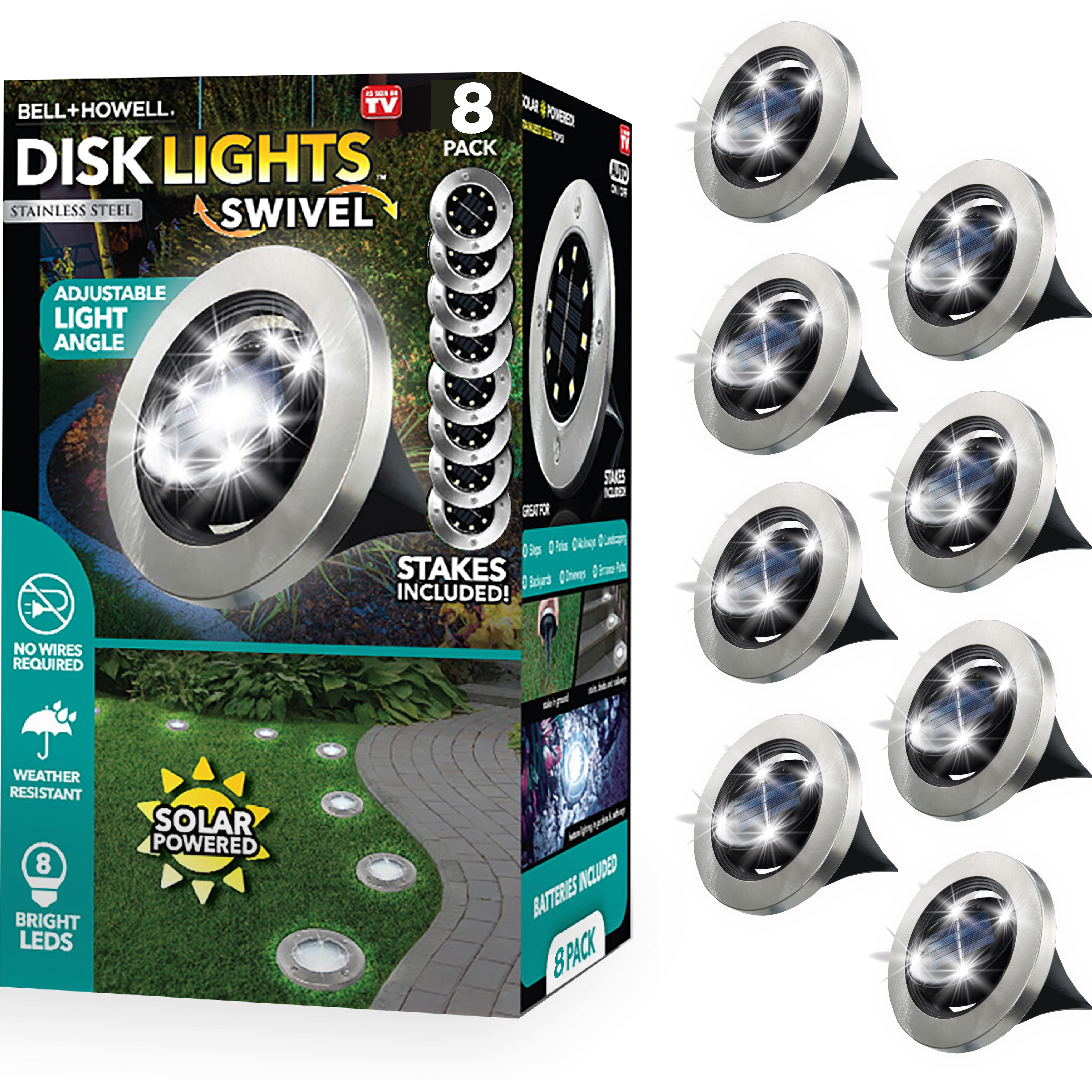 Bell+Howell Swivel Disk Lights 8 Packs