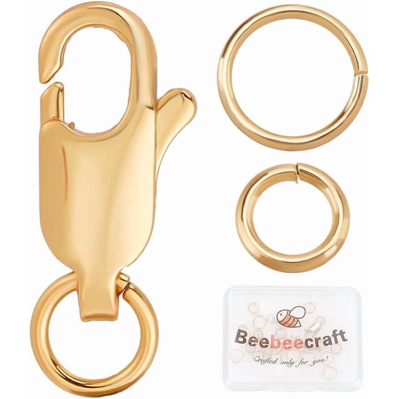 1 Box 20Pcs Lobster Claw Clasps 12x6mm/0.47x0.24Inch 18K Gold Plated Jewelry Lobster Clasps with 40Pcs 6/7mm Open Jump Ring for Bracelets Necklace Jewellery Making