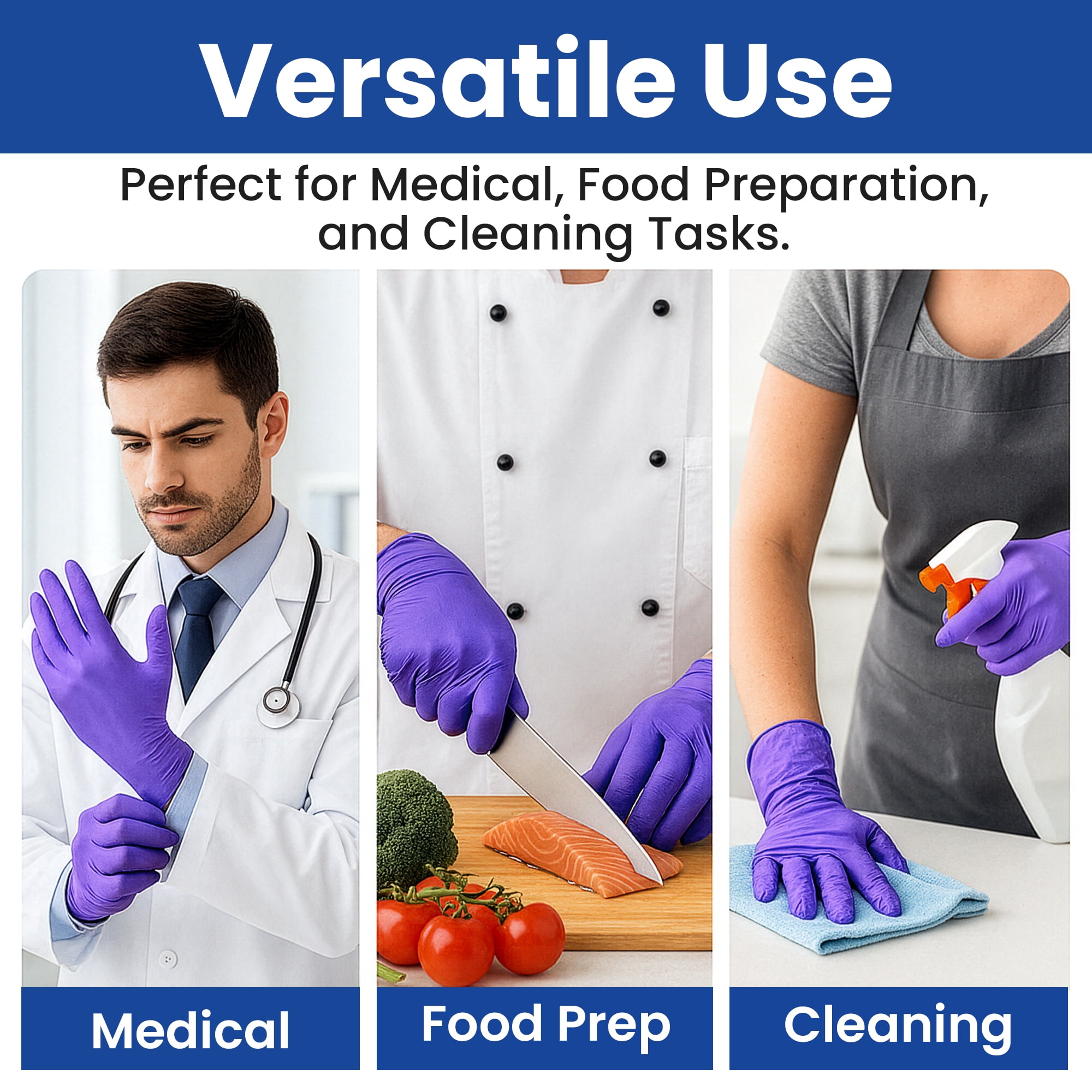 SAFEWAY USA Nitrile Gloves Disposable — Textured Fingertips, Non-Latex, Powder-Free and Multi-Purpose and Ambidextrous Design for House Cleaning, Food Prep, Esthetician and More —(4000 pcs, Medium)