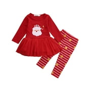 New Christmas X-mas Infant Baby Girls Top Dress Skirt Outfits Clothes Gift Set
