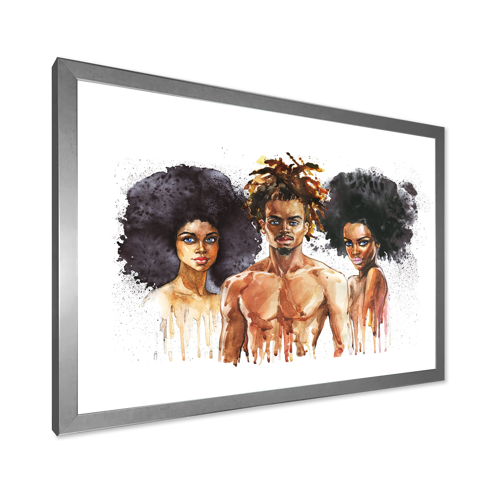 Designart 'Afro American Fashion Portraits' Glam Framed Art Print