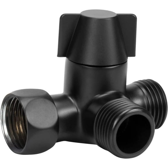 Brass G1/2" 3-Way Shower Arm Diverter Valve for Dual Shower Head Combo, Connects Hand Shower and Fixed Spray Head Bathroom Component (Matte Black)