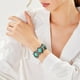 thumbnail image 4 of Pulsera elástica retro geométrica incrustada en turquesa para mujer • Joyería de estilo bohemio • Cadena en tono dorado • Ajuste ajustable • Regalo para ella, 4 of 7