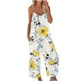thumbnail image 2 of Summer Jumpsuit for Women Casual Adjustable Strap Floral Print Jumper Slimming Pleated Front Wide Leg Long Pant Outfits, Multicolor, L, 2 of 5