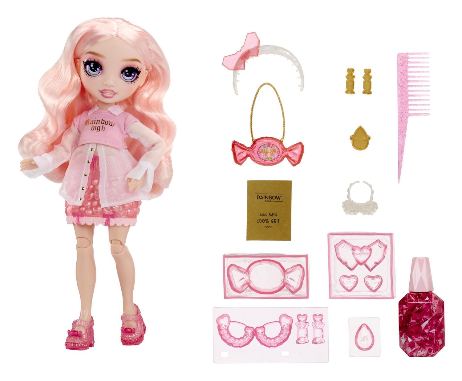 Rainbow High Creative Crystals Bella - Pink 11” Fashion Doll, SPARKLES IN PINK