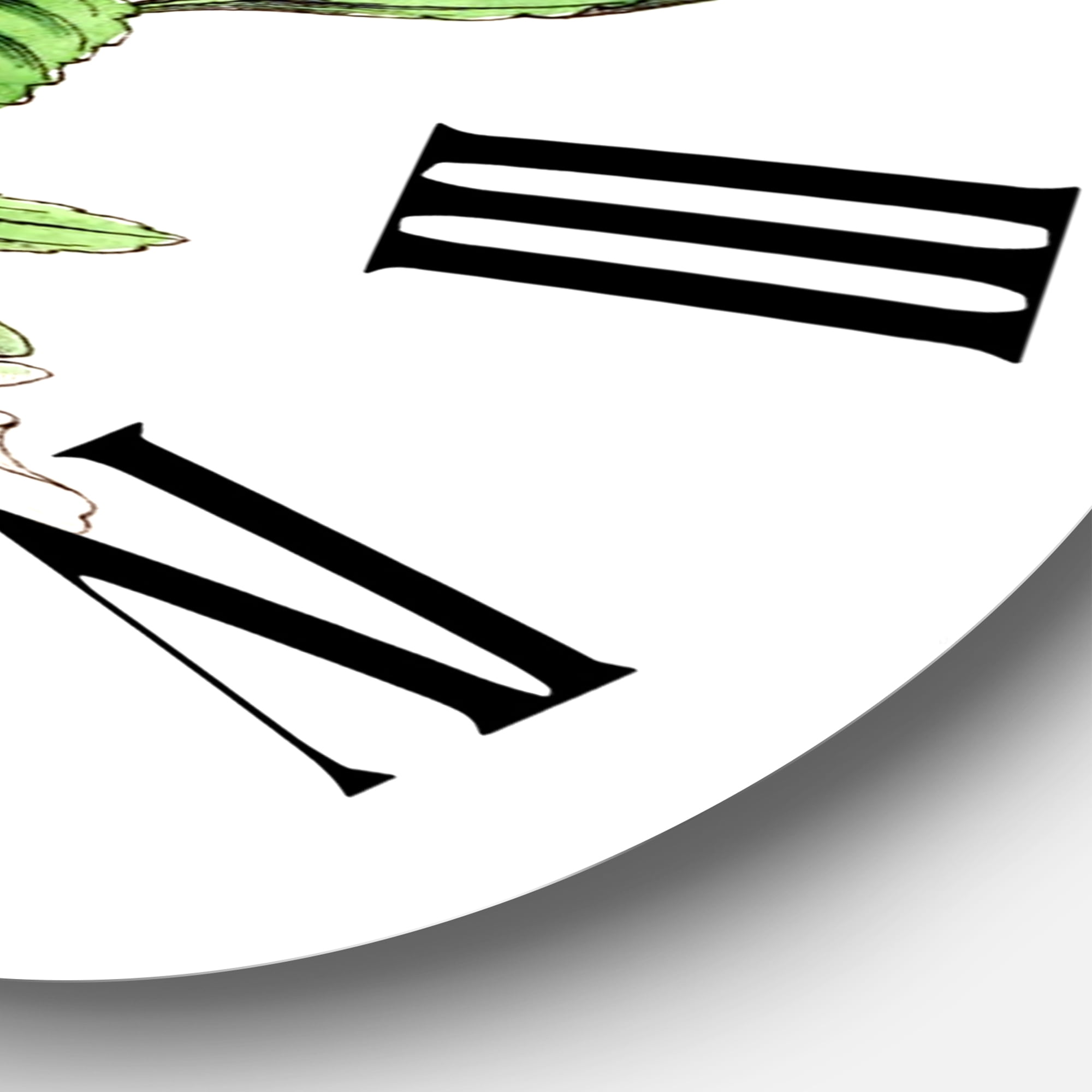 Designart 'Vintage Green Leaves Plants Vii' Traditional Wall Clock