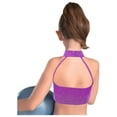 thumbnail image 4 of TiaoBug Kids Girls Dance Crop Top Sleeveless Cutout Shiny Rhinestone Gymnastics Sports Athletic Tank Top Purple 8, 4 of 6