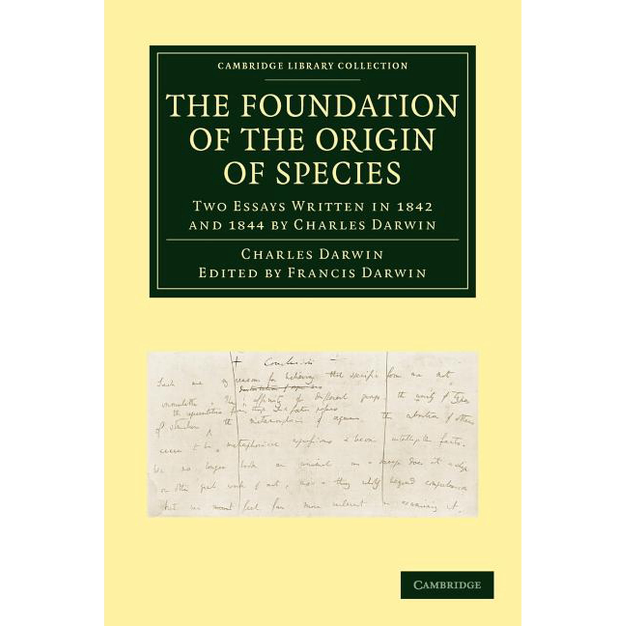 Cambridge Library Collection - Darwin E The Foundation of the Origin of Species (Paperback)