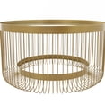 DecMode 32" x 18" Gold Metal Coffee Table with Clear Glass Top, 1-Piece ...