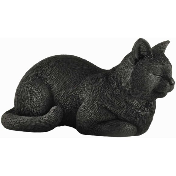 JFSM Inc. Figurine Peinte à la Main de Chat Noir de 6 Pouces Endormi - Cadeaux pour les Amoureux des Chats, Cadeaux pour Amoureux des Chats pour Femmes, Cadeaux pour Amoureux des Chats pour Hommes, Déco Chat pour Amoureux des Chats, Déco Maison pour Amoureux des Chats