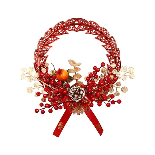 Decoración colgante de año Nuevo Chino, Festival de Primavera 2024, elementos clásicos, bayas artificiales para decoración del hogar y la Oficina, Estilo C mayimx Corona de año nuevo