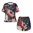 thumbnail image 2 of Yiaed Colorful Flower Peacock Print Short Sleeve Pajama Sets for Women Casual Crew Neck 2 Piece Lounge Sets Women's Short-Sleeved Pajama-XX-Large, 2 of 5