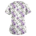 thumbnail image 5 of Black Scrubs for Women,Floral Print Scrub Tops - Side Pocket Design for Nurses & Healthcare Workers - Purple Pink - XXXXL, 5 of 5
