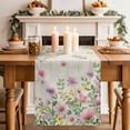 thumbnail image 2 of Table Runner 108 Inches Long for Kitchen Dining, Pink Purple Flower Dresser Scarf Farmhouse, Dining Table Decorations for Wedding/Parties, Spring Vintage Country Floral Leaf Plant 13 x 108 In, 2 of 8