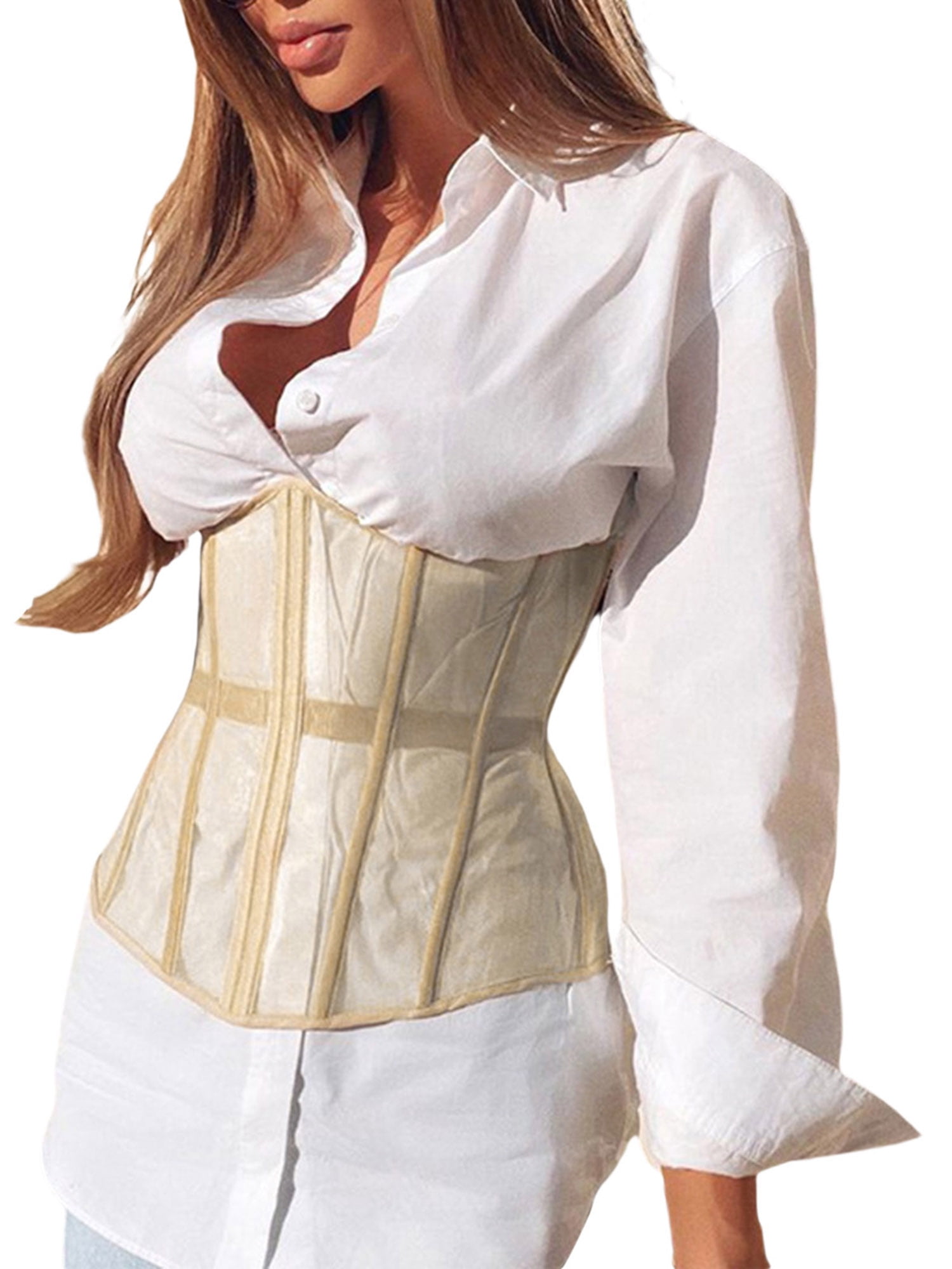 Diconna Women Underbust Corsets Size Lace Up Waist Cincher Vest Zipper Vest Shaper - Walmart.com