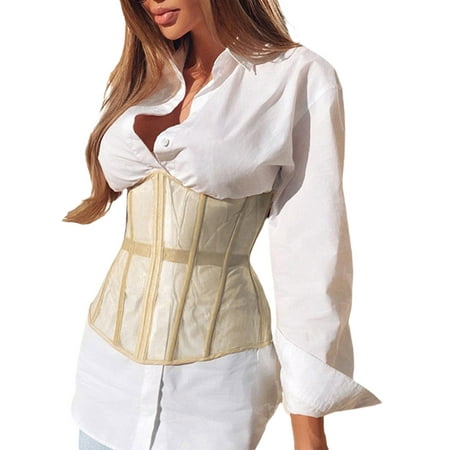 

Calsunbaby Women Mesh Corset Short Waist Belt Bodycon Belt Chic Bustier Top Vest