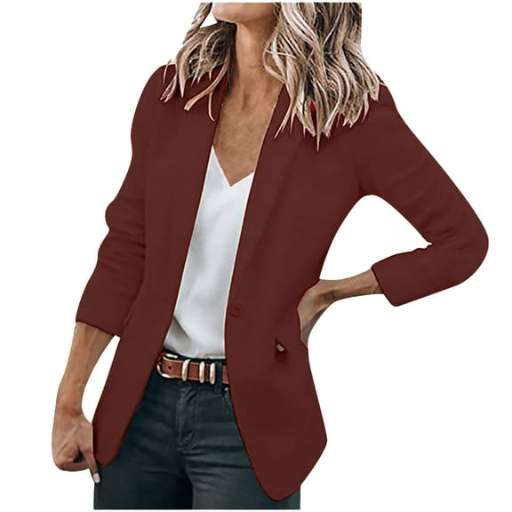 Womens Casual Blazers Long Sleeve Lapel Collar Open Front Blazer Work Office Suit Jackets Fall Winter Outwear