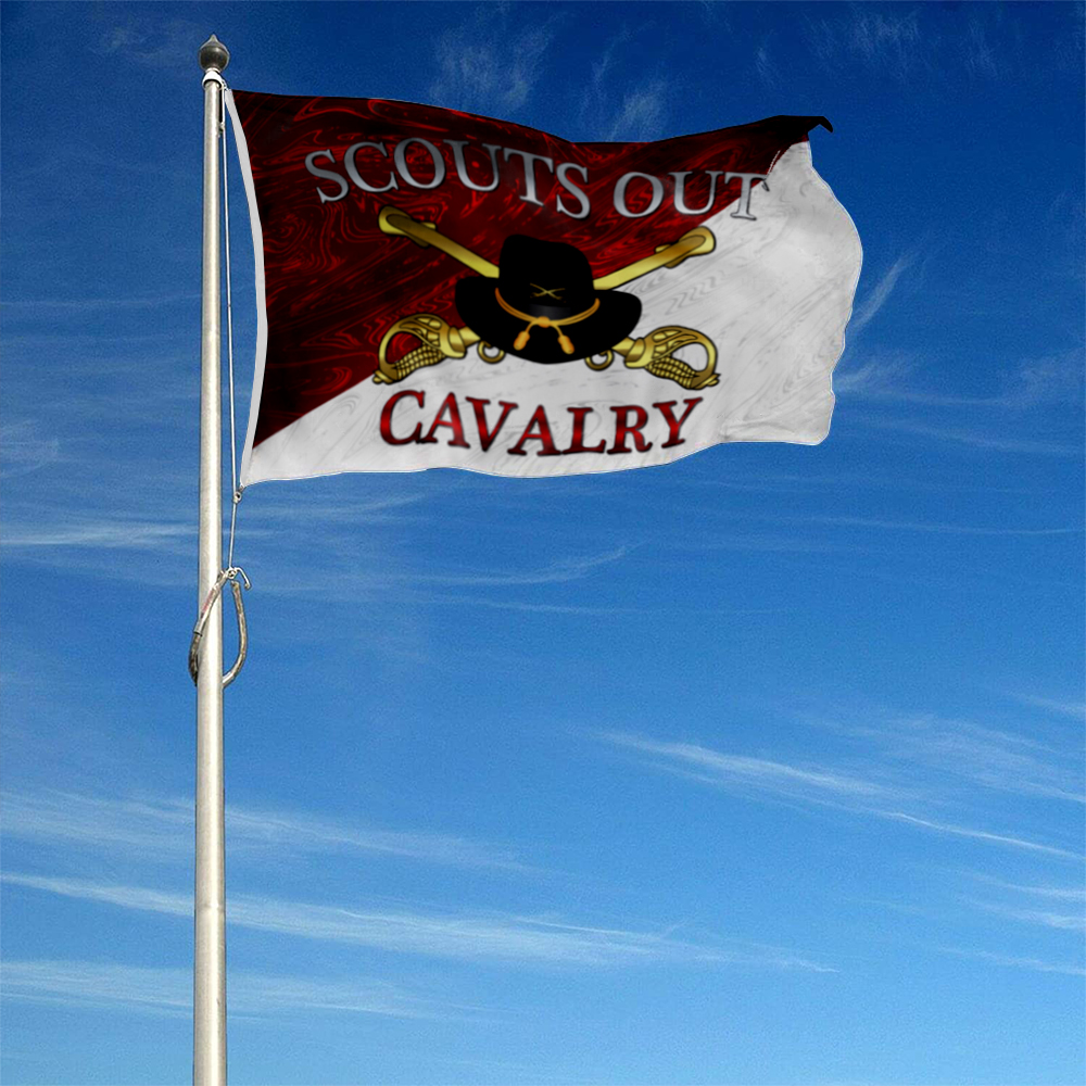 Dutern Double Sided Stetson Scouts Out Cavalry Diagonal Flag Banner 3 Ply with Brass Grommets 3x5 Feet