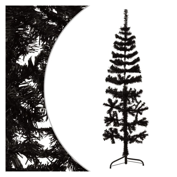 Slim Artificial Half Christmas Tree with Stand Black 5 ft
