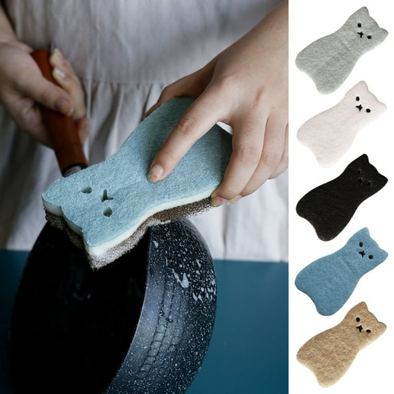 FHBVT 4 Pack Cute Shape Dishwashing Sponge, Soft & Absorbent Sponge for Kitchen, Perfect for Dish Cleaning, Sink Scrubbing & Pot Brush Use, Fun & Functional Design