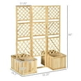 thumbnail image 3 of Outdoor Planter Privacy Screen, Freestanding Tri-fold Wood Raised Garden Bed with Trellis for Climbing Plants, Three 65" H. Panels for Patio, Backyard and Gazebo (Natural Wood Color), 3 of 7