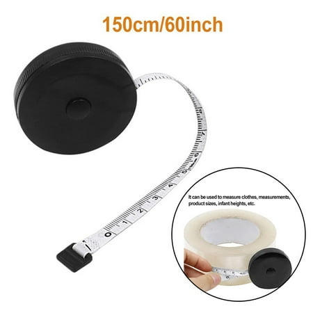 

1.5m 60inch Black Double Sided Mini Measuring Tape Auto Retractable Tools ABS