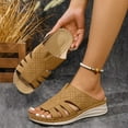 thumbnail image 2 of LOVZFMLL Wedge Sandals for Women Slip On Open Toe Comfort Walking Clogs with Arch Support Summer Casual Beach Vacation Shoes Brown 5.5, 2 of 6