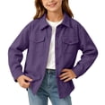 thumbnail image 5 of Girls Corduroy Shirts Long Sleeve Button Down Soft Casual Kids Fall Shirts Purple 13-14 Years, 5 of 9