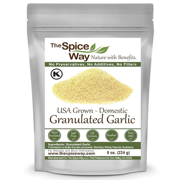 The Spice Way Granulated Garlic - European, Middle Eastern, Asian, and American Cuisine - 8 oz.