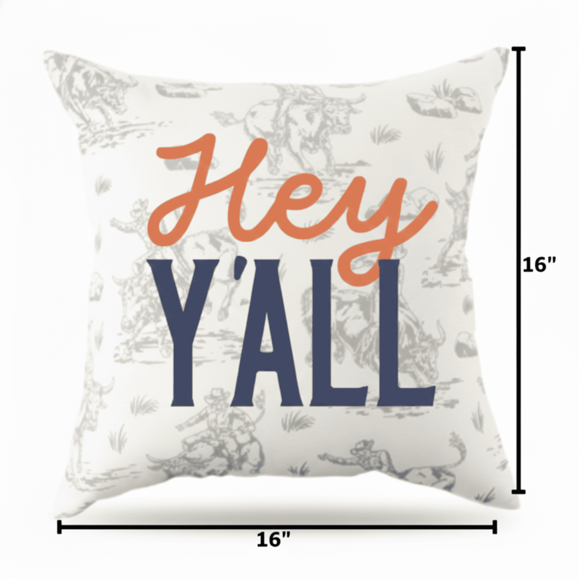 Mainstays 16 in x 16 in Texas Hey Y'all Outdoor Pillow, Multi-color