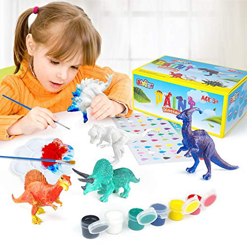 KangoKids Dinosaur Painting Kit for Kids Ages 4-8 with 12 Dinos