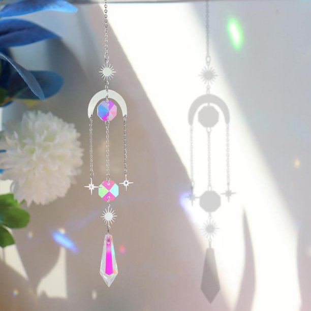 Wind Chime Crystal Light Catcher Adornos colgantes Moon Metal Pendant Jewelry Cortinas Art Craft para la decoración del hogar Hugtrwg Para estrenar