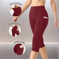 thumbnail image 2 of hoksml Women's High Waist Capri Leggings, Casual Workout Yoga Pants with Pockets for Summer, 2 of 6