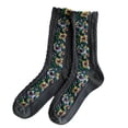thumbnail image 2 of dianhelloya 1 Pair Middle Tube Twist Warm Women Socks Flower Pattern Ethnic Print Crew Socks for Autumn Winter Dark Gray, 2 of 8