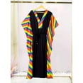 thumbnail image 5 of HAPPY BAY Women's African Beach Maxi Plus Size Caftan Casual Long Slit Dress Loungewear Dashiki Dresses for Women 2X-3X Stripes, Black, 5 of 5