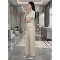 thumbnail image 4 of Conjunto 2 Piezas. Blusa de Manga Corta con Botones y Pantalón Recto de Moda, Look Sofisticado para Mujer, 4 of 5