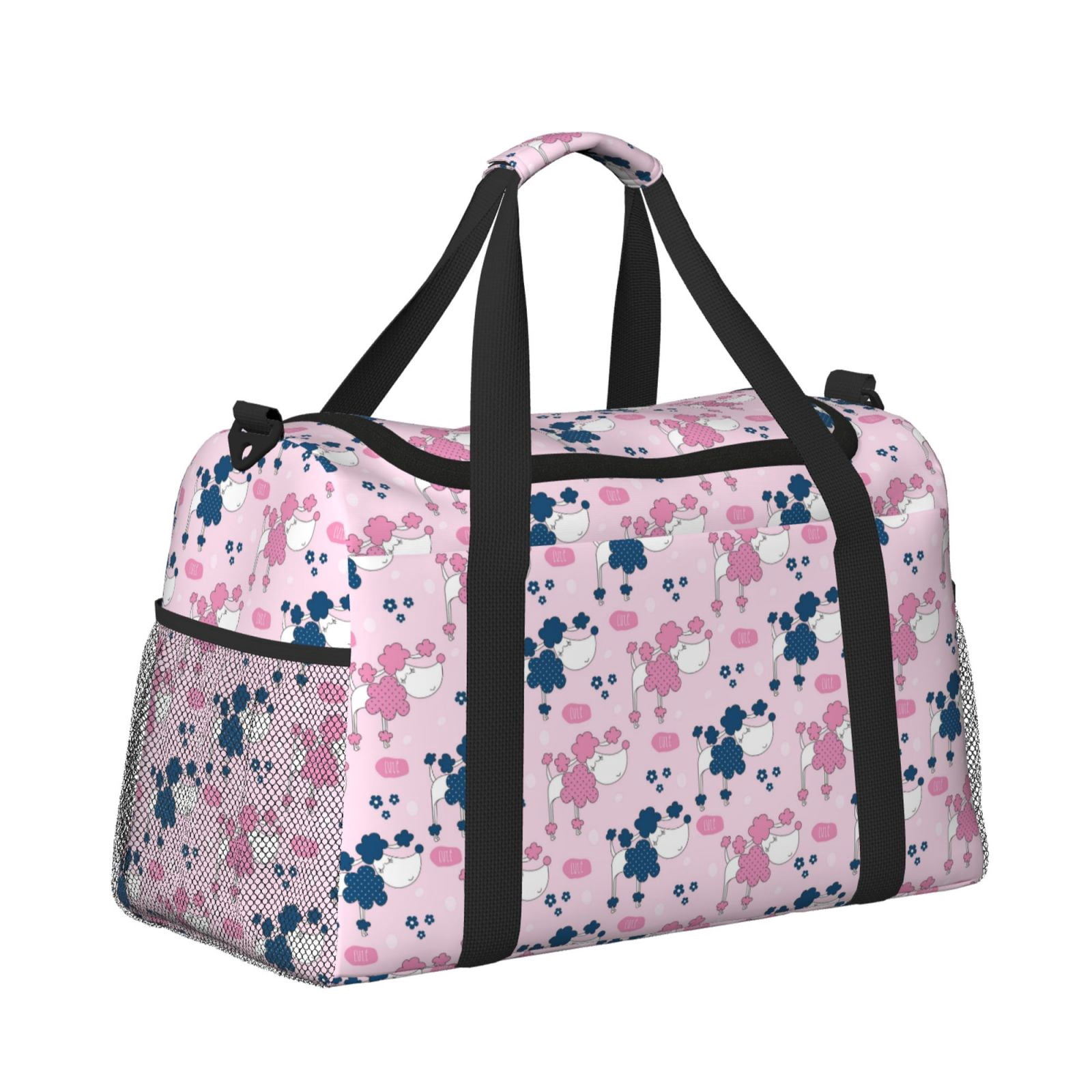 Fuzoiu Cartoon Poodle Dog Print Travel Duffle Bag,Carry On Tote Bags,Duffel Bag,Sport Gym Bag, Hospital Bag for Labor and Delivery, Overnight Bag,Luggage Bag