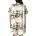 thumbnail image 6 of Daiia Western Scenery With Old Wagon Pattern Womens Pajama Sets Short Sleeve Pajamas for Women Sets Soft Lounge Sets Casual Round Neck Sleepwear PJS-Small, 6 of 7