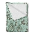 thumbnail image 2 of Floral Soft Flannel Fleece Blanket, Romantic Season Inspirations with Roses Birds on Tree Branches Summer Design, Cozy Plush for Indoor and Outdoor Use, 70" x 90", Seafoam Sage Green, by Ambesonne, 2 of 5