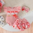 thumbnail image 7 of Wxirdiow Girls' Clothing Sets Toddler Baby Girl Outfit Floral Ruffle Tulle Romper Tutu Dress Headband Summer Clothes Pink Size,0-3 Months, 7 of 7
