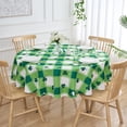 thumbnail image 2 of St Patricks Day 70 Inch Round Tablecloth Shamrock Green and White Buffalo Plaid Table Cloth - Polyester Fabric Irish Clover Table Cover Washable Waterproof for Spring Holiday Farmhouse Party Kitchen, 2 of 7