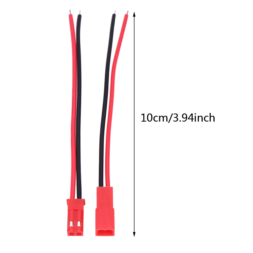 40Pcs 10cm JST Plug 2pin Connector Cable Wire Female+Male for RC Lipo Battery