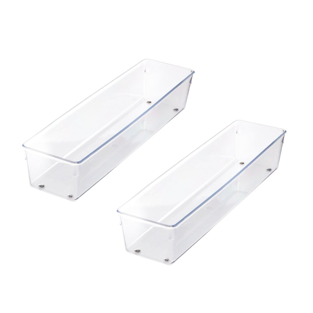 iDesign, 2-Set Clear Plastic Utensil and Drawer Organizer Bins